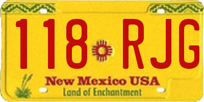 NM license plate 118RJG