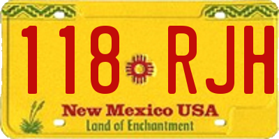NM license plate 118RJH