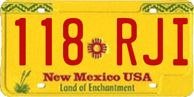 NM license plate 118RJI