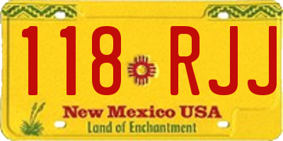 NM license plate 118RJJ