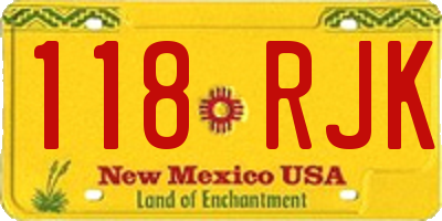 NM license plate 118RJK