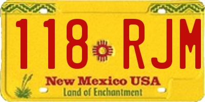 NM license plate 118RJM