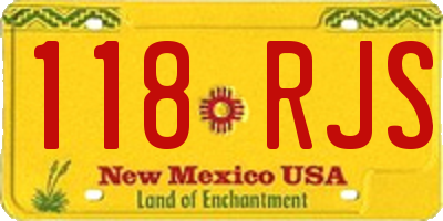 NM license plate 118RJS