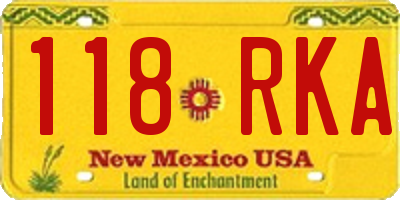 NM license plate 118RKA