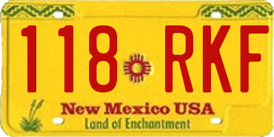 NM license plate 118RKF