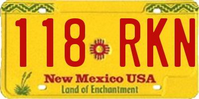 NM license plate 118RKN