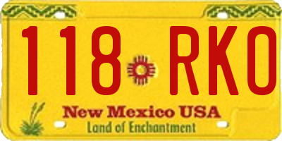 NM license plate 118RKO