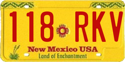 NM license plate 118RKV