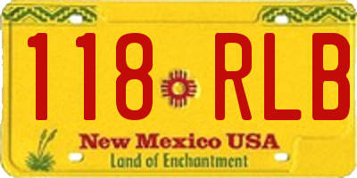 NM license plate 118RLB