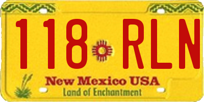 NM license plate 118RLN