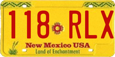NM license plate 118RLX