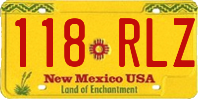 NM license plate 118RLZ