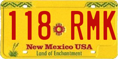 NM license plate 118RMK