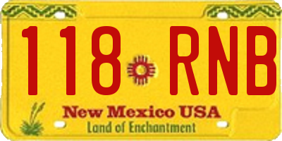 NM license plate 118RNB