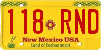 NM license plate 118RND