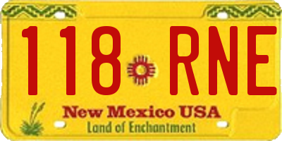 NM license plate 118RNE
