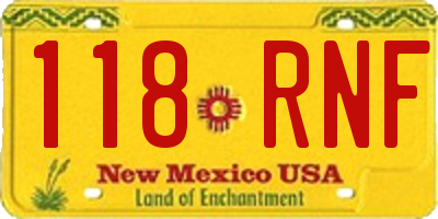 NM license plate 118RNF