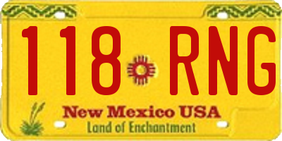 NM license plate 118RNG