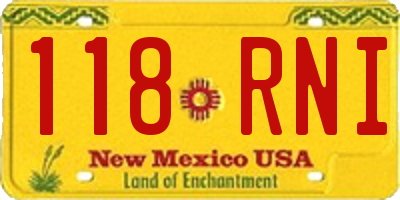 NM license plate 118RNI