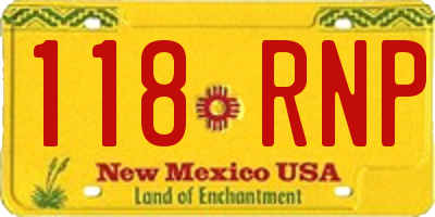 NM license plate 118RNP