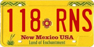 NM license plate 118RNS