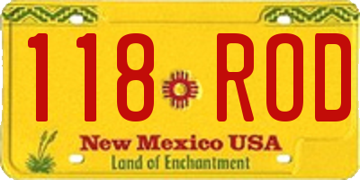 NM license plate 118ROD