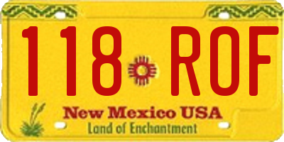 NM license plate 118ROF