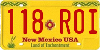NM license plate 118ROI