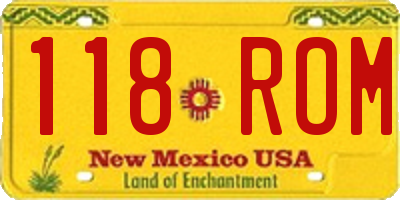 NM license plate 118ROM