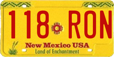 NM license plate 118RON