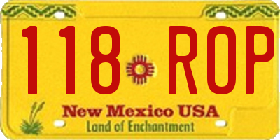 NM license plate 118ROP