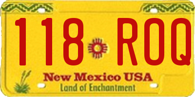 NM license plate 118ROQ