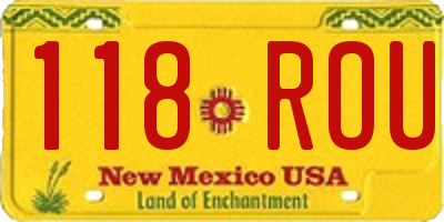 NM license plate 118ROU