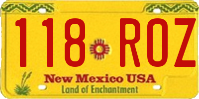 NM license plate 118ROZ