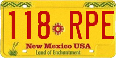 NM license plate 118RPE
