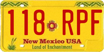 NM license plate 118RPF