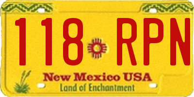 NM license plate 118RPN