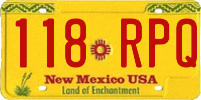NM license plate 118RPQ