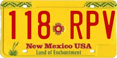 NM license plate 118RPV