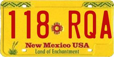 NM license plate 118RQA