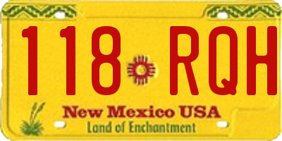 NM license plate 118RQH