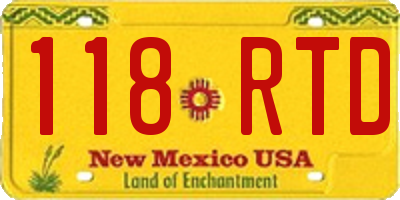 NM license plate 118RTD
