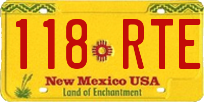 NM license plate 118RTE