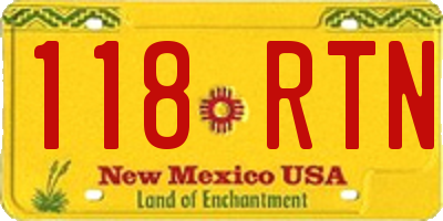NM license plate 118RTN