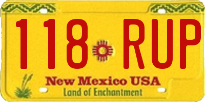 NM license plate 118RUP