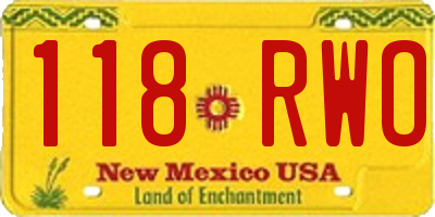 NM license plate 118RWO