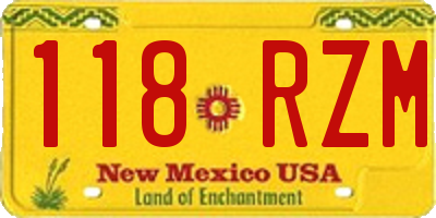 NM license plate 118RZM