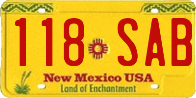 NM license plate 118SAB