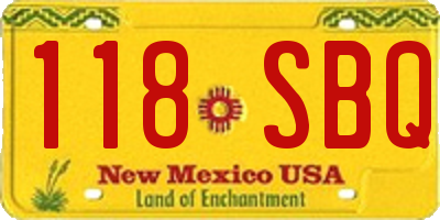 NM license plate 118SBQ