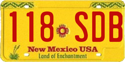 NM license plate 118SDB